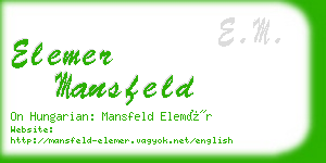 elemer mansfeld business card